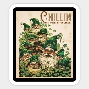 Chillin' with My Gnomies Retro Vintage Illustration Sticker